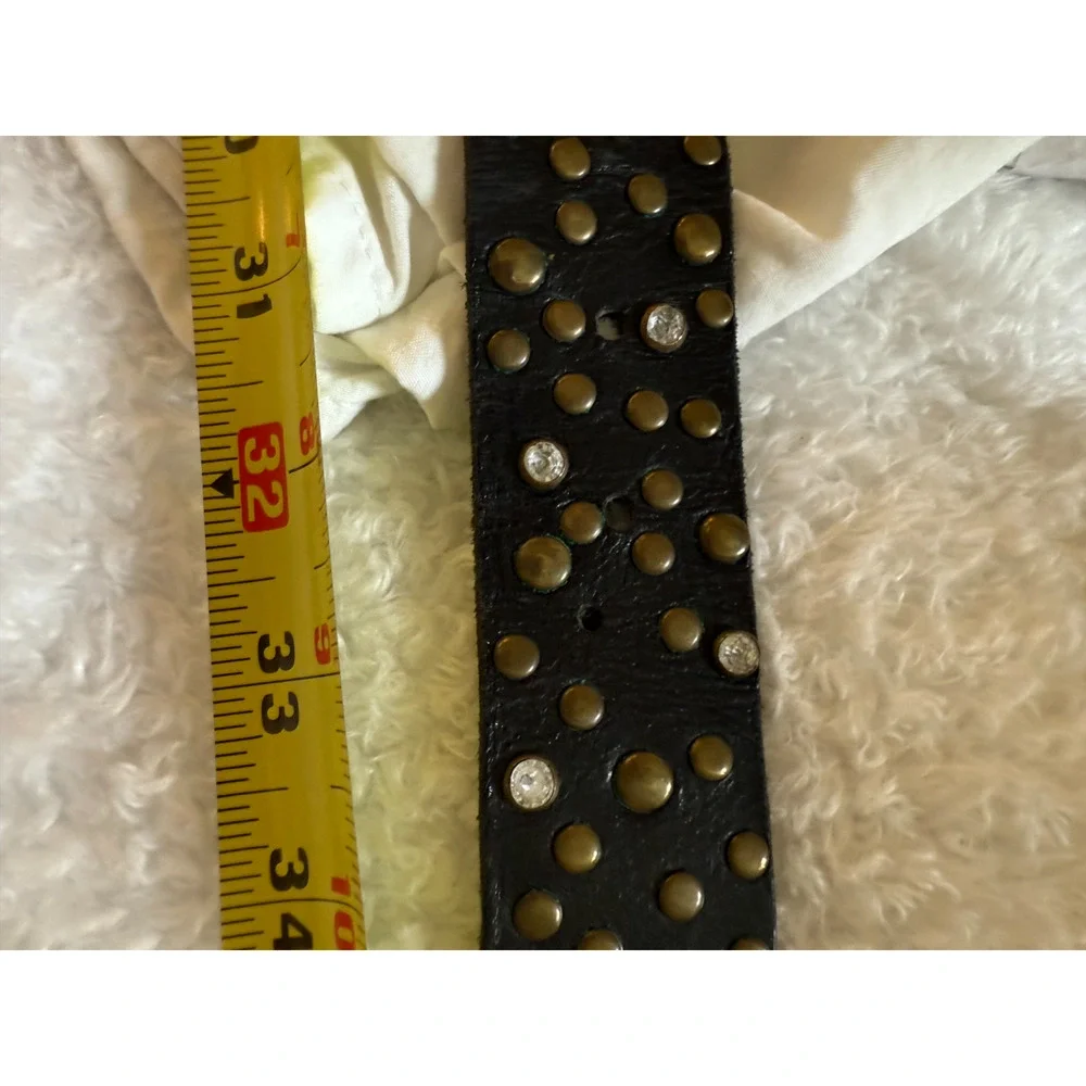 Arizona Black Leather Womens Belt Size S Western Rhinestone Studded Buckle Boho